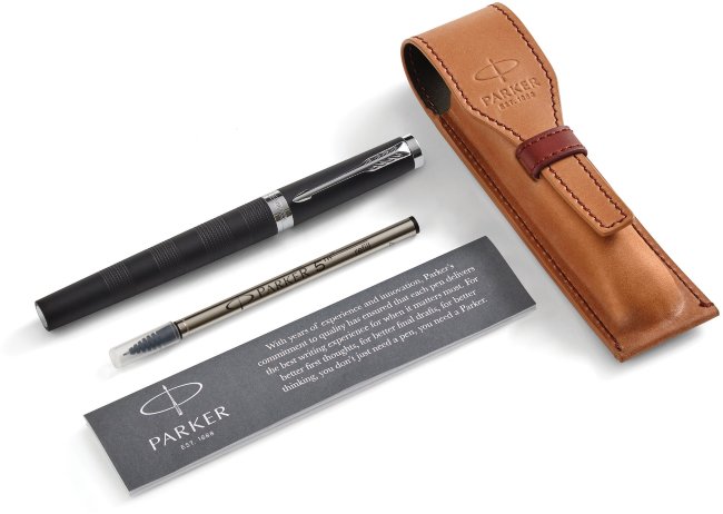 Набор Parker Ingenuity L Black Rubber CT, чехол для ручки, подарочная коробка