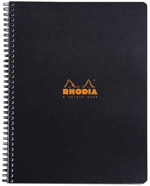 Тетрадь Rhodia 4 Colors Book A4+, на спирали, клетка, с разделителями, 80 г, черный Тетрадь Rhodia 4 Colors Book A4+, на спирали, клетка, с разделителями, 80 г, черный