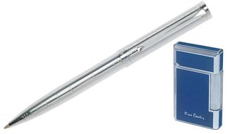 Набор Pierre Cardin шариковая ручка Evolution и кремниевая зажигалка серебристый, синий