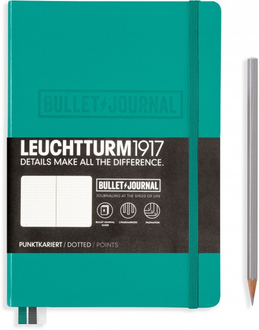 Записная книжка Leuchtturm Bullet Journal А5 (в точку), 250 стр., 80 г/м2, твердая обложка, изумрудная