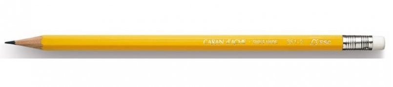 Карандаш чернографитовый Caran d'Ache, HB, ластик, корпус желтый