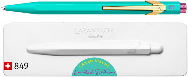 Ручка шариковая Carandache Office 849 Claim your style, бирюзовый матовый, подарочная коробка