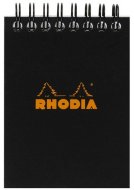 Блокнот Rhodia Classic на спирали, A7, клетка, 80 г, черный