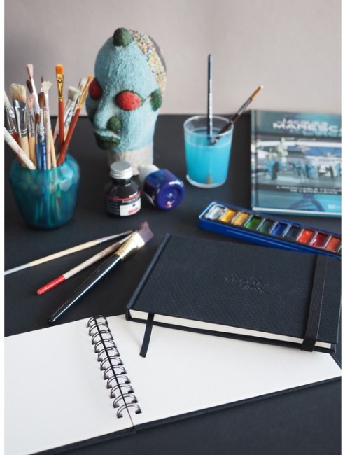 Альбом для акварели Rhodia Touch в твердой обложке, A6 пейзаж, 300 г, черный Альбом для акварели Rhodia Touch в твердой обложке, A6 пейзаж, 300 г, черный