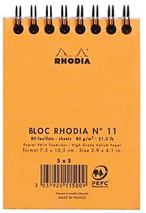 Блокнот Rhodia Classic на спирали, A7, клетка, 80 г, оранжевый Блокнот Rhodia Classic на спирали, A7, клетка, 80 г, оранжевый
