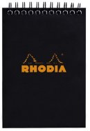 Блокнот Rhodia Classic на спирали, A6, клетка, 80 г, черный