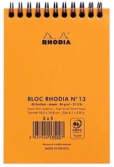 Блокнот Rhodia Classic на спирали, A6, клетка, 80 г, оранжевый Блокнот Rhodia Classic на спирали, A6, клетка, 80 г, оранжевый