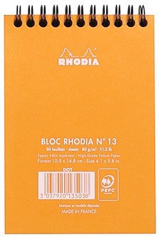 Блокнот Rhodia Classic на спирали, A6, точка, 80 г, оранжевый Блокнот Rhodia Classic на спирали, A6, точка, 80 г, оранжевый