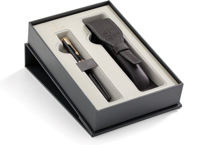 Набор: Ручка перьевая Parker Sonnet LaqBlack GT, чехол, подарочная коробка Набор: Ручка перьевая Parker Sonnet LaqBlack GT, чехол, подарочная коробка