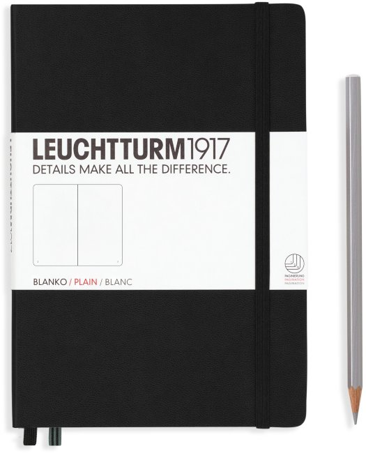 Записная книжка Leuchtturm A5 (нелинованная), 251 стр., твердая обложка, черная Записная книжка Leuchtturm A5 (нелинованная), 251 стр., твердая обложка, черная