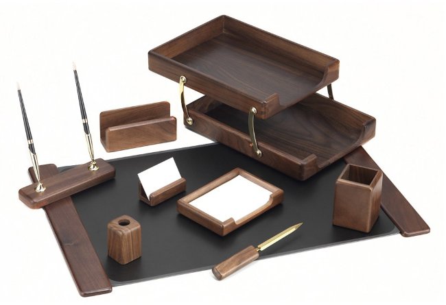 Настольный набор Good Sunrise, 9 предметов, орех/натуральный Настольный набор Good Sunrise, 9 предметов, орех/натуральный