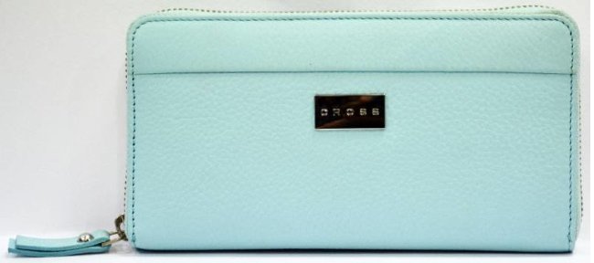 Бумажник Cross Spanish Summer кожаный женский на молнии Sky Blue Бумажник Cross Spanish Summer кожаный женский на молнии Sky Blue