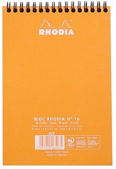 Блокнот Rhodia Classic на спирали, A5, точка, 80 г, оранжевый Блокнот Rhodia Classic на спирали, A5, точка, 80 г, оранжевый