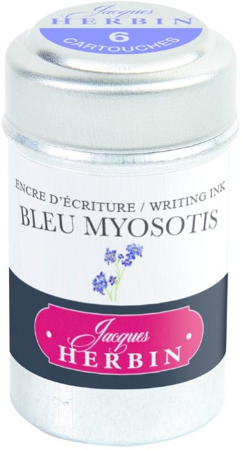 Картриджи для перьевых ручек Herbin, Bleu myosotis фиолетово-синий, 6 шт Картриджи для перьевых ручек Herbin, Bleu myosotis фиолетово-синий, 6 шт