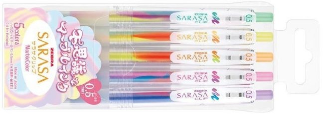 Ручки гелевые Zebra Sarasa Clip Marble автоматические (5 штук) Ручки гелевые Zebra Sarasa Clip Marble автоматические (5 штук)
