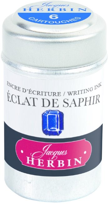 Картриджи для перьевых ручек Herbin, Eclat de saphir синий сапфир, 6 шт Картриджи для перьевых ручек Herbin, Eclat de saphir синий сапфир, 6 шт