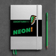 Записная книжка Leuchtturm A5 (в точку), юбилейное издание Neon, 251 стр., твердая обложка, серебро/зеленый