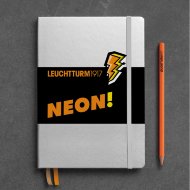 Записная книжка Leuchtturm A5 (в точку), юбилейное издание Neon, 251 стр., твердая обложка, серебро/оранжевый