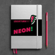 Записная книжка Leuchtturm A5 (в точку), юбилейное издание Neon, 251 стр., твердая обложка, серебро/розовый