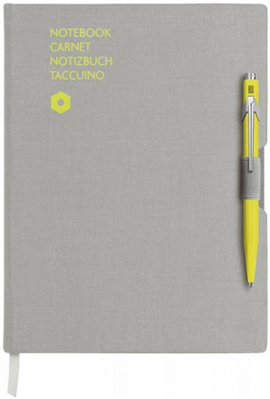 Записная книжка Caran d'Ache Office, A5, серый + шариковая ручка 849, желтый