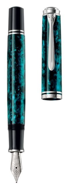 Перьевая ручка Pelikan Souveraen M805, Ocean Swirl GT  Перьевая ручка Pelikan Souveraen M805, Ocean Swirl GT