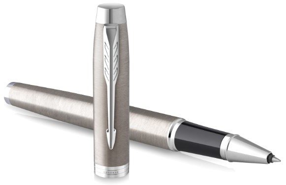 Ручка роллер Parker IM Essential T319 Brushed Metal CT F черные чернила Ручка роллер Parker IM Essential T319 Brushed Metal CT F черные чернила