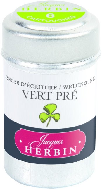 Картриджи для перьевых ручек Herbin, Vert pré салатовый, 6 шт Картриджи для перьевых ручек Herbin, Vert pré салатовый, 6 шт