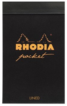 Карманный блокнот Rhodia Pocket Pad, 7,5х12, линейка, 80 г, черный Карманный блокнот Rhodia Pocket Pad, 7,5х12, линейка, 80 г, черный