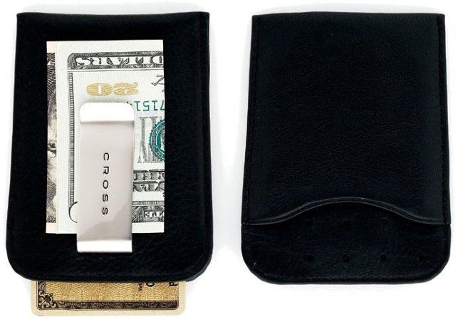 Кожаный футляр Cross для визитных и кредитных карточек с зажимом для банкнот,  черный