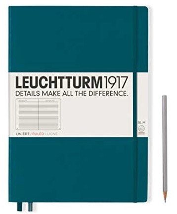 Записная книжка Leuchtturm Master Slim A4+ (в линейку), 123 стр., твердая обложка, тихоокеански-зеленая Записная книжка Leuchtturm Master Slim A4+ (в линейку), 123 стр., твердая обложка, тихоокеански-зеленая