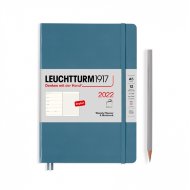 Еженедельник-блокнот Leuchtturm Weekly Planner & Notebook А5 2022г, 72л, мягкая обложка, голубой камень, Eng