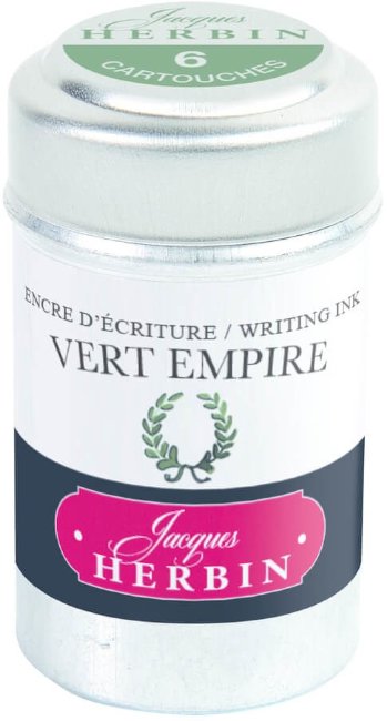 Картриджи для перьевых ручек Herbin, Vert empire темно-зеленый, 6 шт