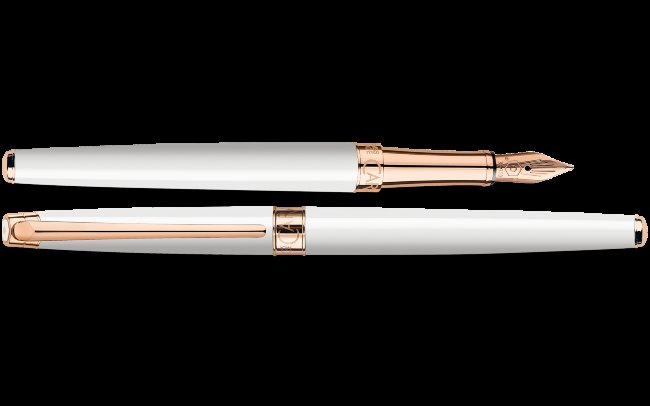 Перьевая ручка Caran d`Ache Leman Slim White PL Rosegold