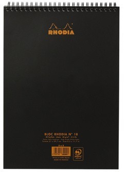Тетрадь Rhodia Classic на спирали, A4, клетка, 80 г, черный Тетрадь Rhodia Classic на спирали, A4, клетка, 80 г, черный