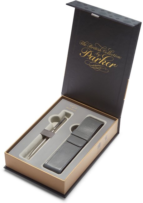 Подарочный набор: шариковая ручка Parker Sonnet St. Steel CT + кожаный чехол Подарочный набор: шариковая ручка Parker Sonnet St. Steel CT + кожаный чехол