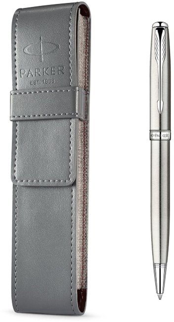 Подарочный набор: шариковая ручка Parker Sonnet St. Steel CT + кожаный чехол Подарочный набор: шариковая ручка Parker Sonnet St. Steel CT + кожаный чехол
