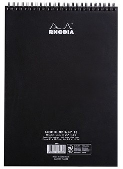 Тетрадь Rhodia Classic на спирали, A4, точка, 80 г, черный Тетрадь Rhodia Classic на спирали, A4, точка, 80 г, черный