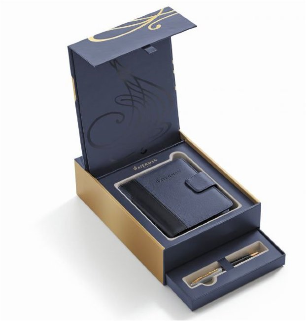 Подарочный набор: шариковая ручка Wateman Carene Essential Black GT + органайзер Подарочный набор: шариковая ручка Wateman Carene Essential Black GT + органайзер
