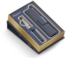 Подарочный набор: перьевая ручка Wateman Expert DeLuxe Blue CT + кожаный чехол